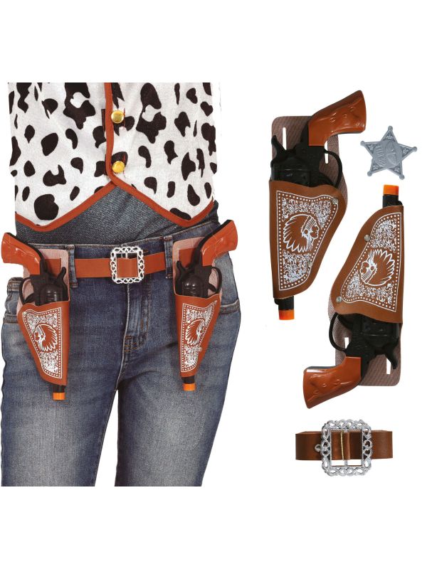 Cowboy Accessoireset Indianen Embleem 4-Delig