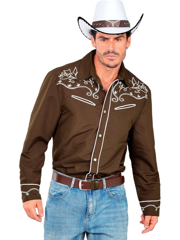 Cowboy Overhemd Bruin Heren