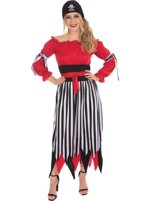 Crimson Piraatvrouw Jurk Dames