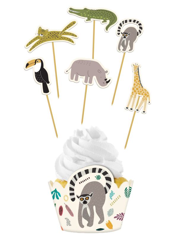 Cupcake Versiering set Zoo Party