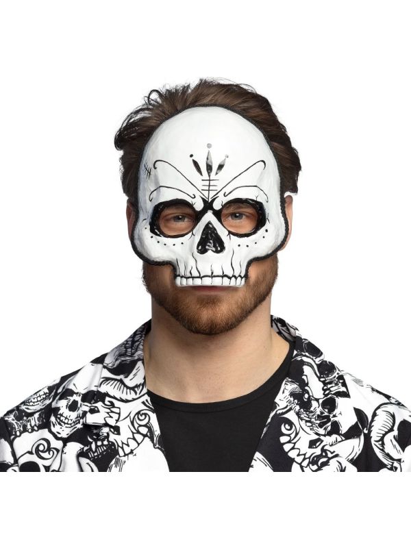 Día De Muertos Wit Skelet Halfmasker