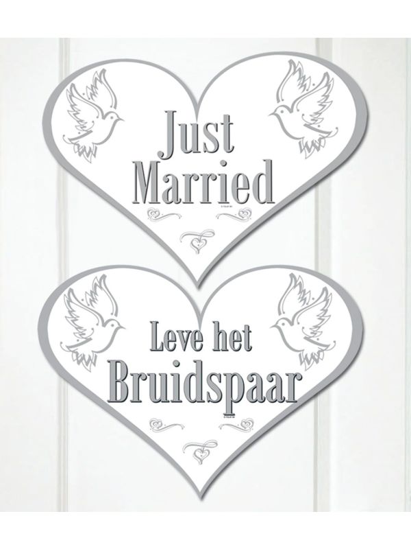 Deurbord Just Married Bruiloft