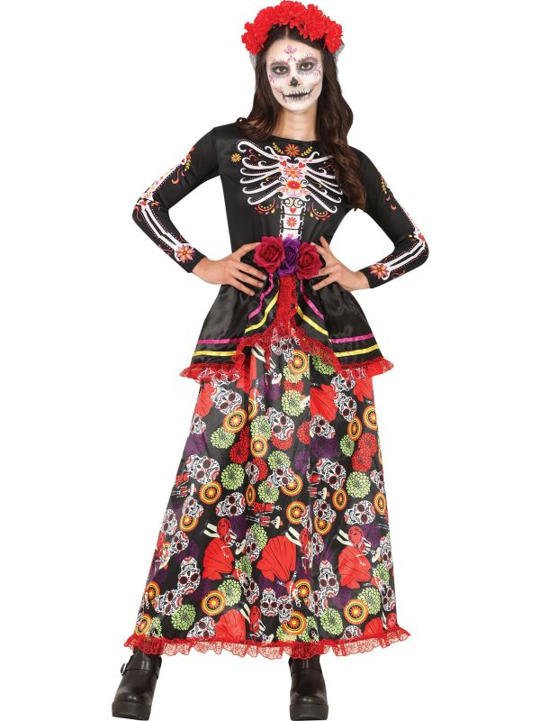 Dia De Los Muertos Bloemen Jurk Meisjes 14-16 Jaar