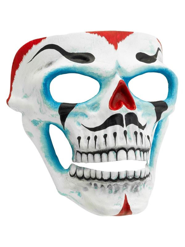 Dia De Los Muertos Clown Schedel Masker Wit