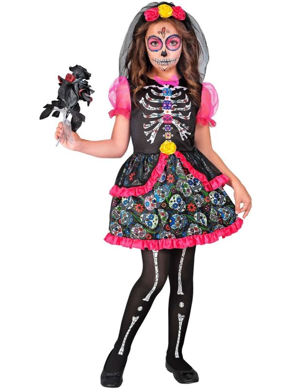 Dia de Los Muertos Jurkje Zwart Roze