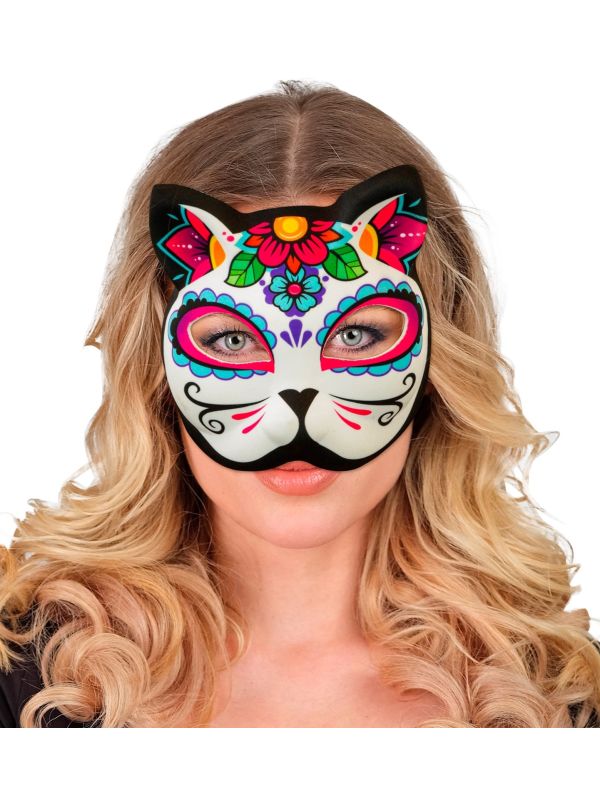 Dia De Los Muertos Katten Masker Meerkleurig