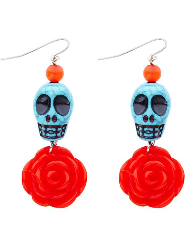 Dia De Los Muertos Oorbellen Rood Blauw
