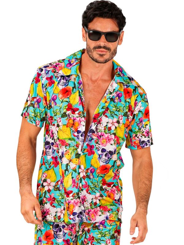 Dia De Los Muertos Skull Hawaii Shirt Heren