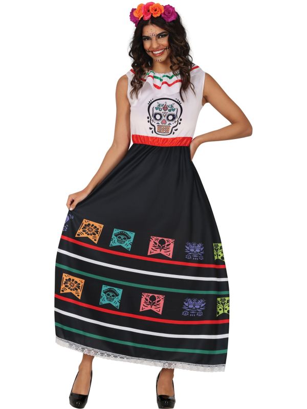 Dia De Los Muertos Zwarte Lange Jurk Dames