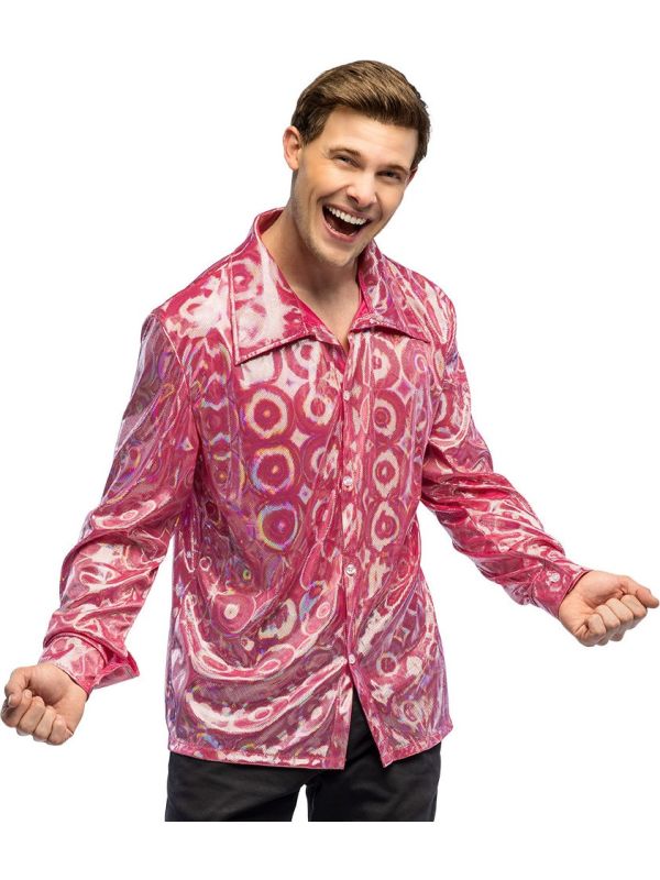 Disco Shirt Roze Heren 70s
