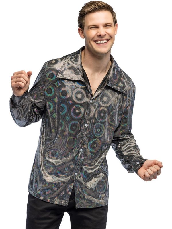 Disco Shirt Zilver Heren 70s