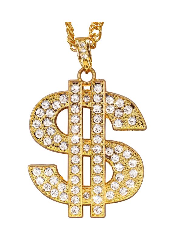 Dollar Ketting Hiphop Stijl Goud Carnaval