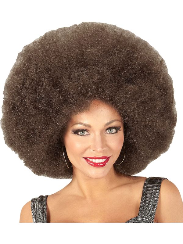 Donkerbruine Maxi Afro Pruik