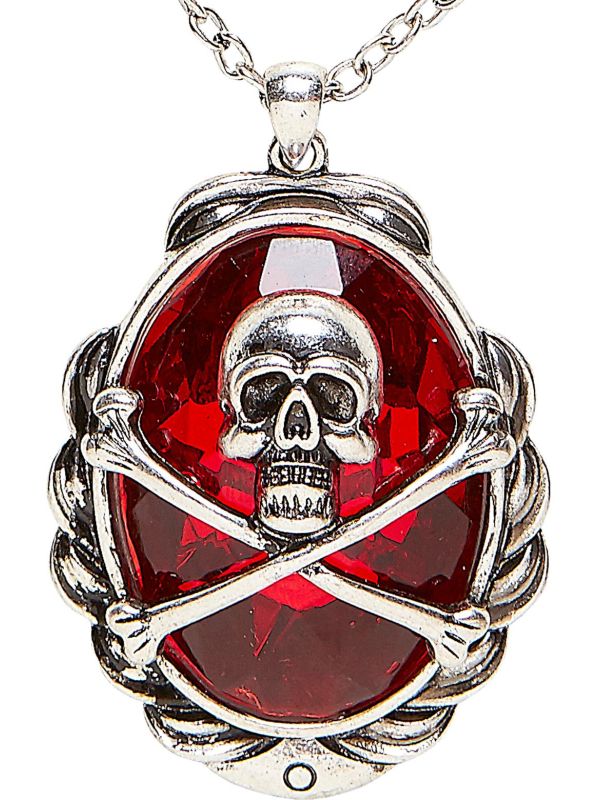Doodshoofd Ketting met Rood Juweel