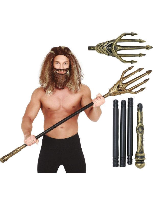 Drietand Poseidon Neptunus Goud 120cm