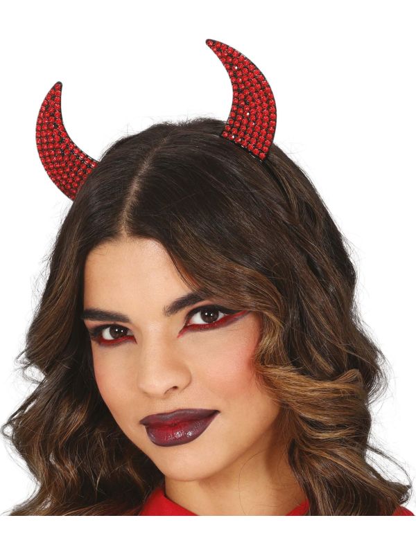 Duivel Rode Pailletten Hoorntjes Haarband