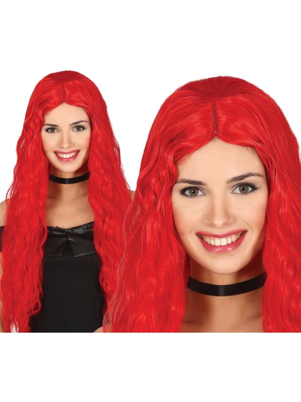 Duivel Vrouw Pruik Rood Golvend