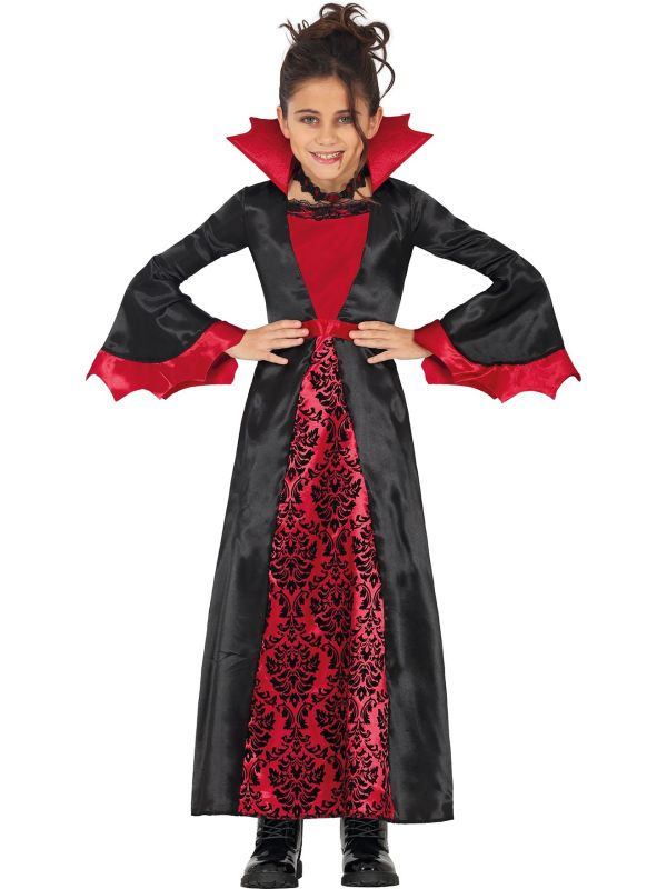 Elegante Vampier Jurk Meisjes Rood Zwart