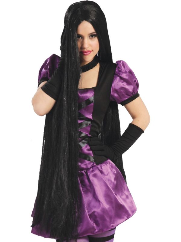 Extra Lange Zwarte Heksen Pruik