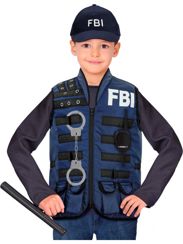 FBI Vest Kinderen Set met Handboeien Wapenstok Portofoon