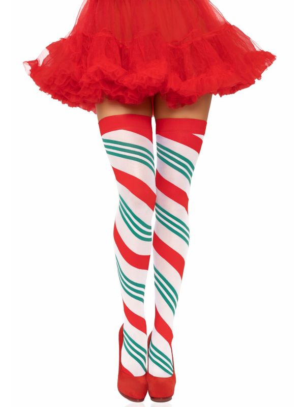 Feestelijke Witte, Groene en Rode Lint Kousen voor De Feestdagen