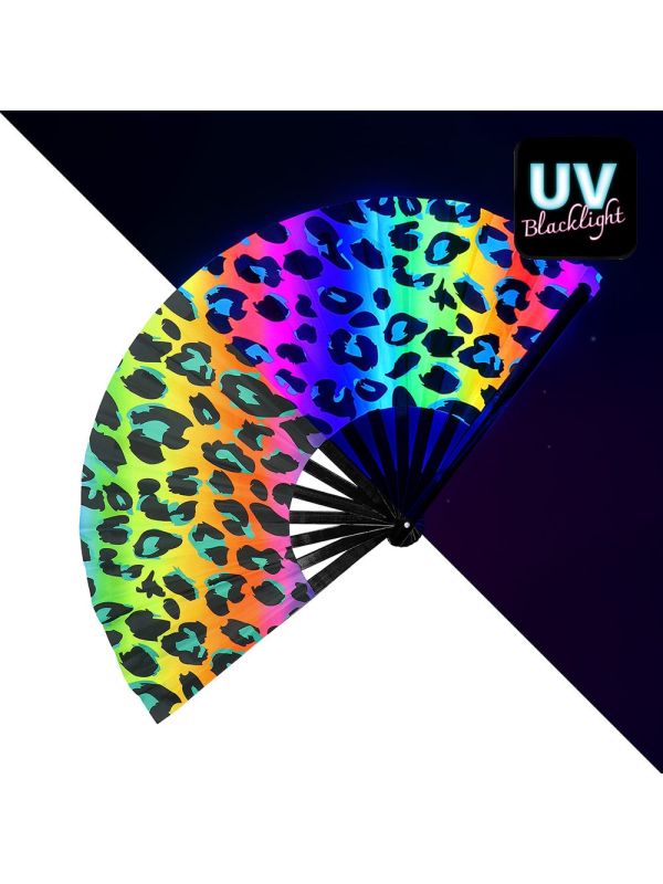 Festival Handwaaier XL Luipaard Print