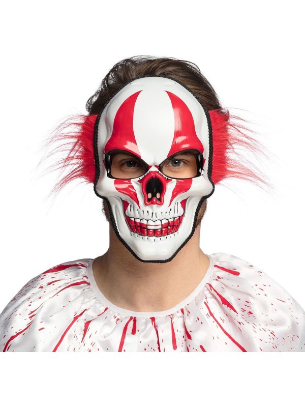 Fiery Clown Gezichtsmasker met Haar Halloween