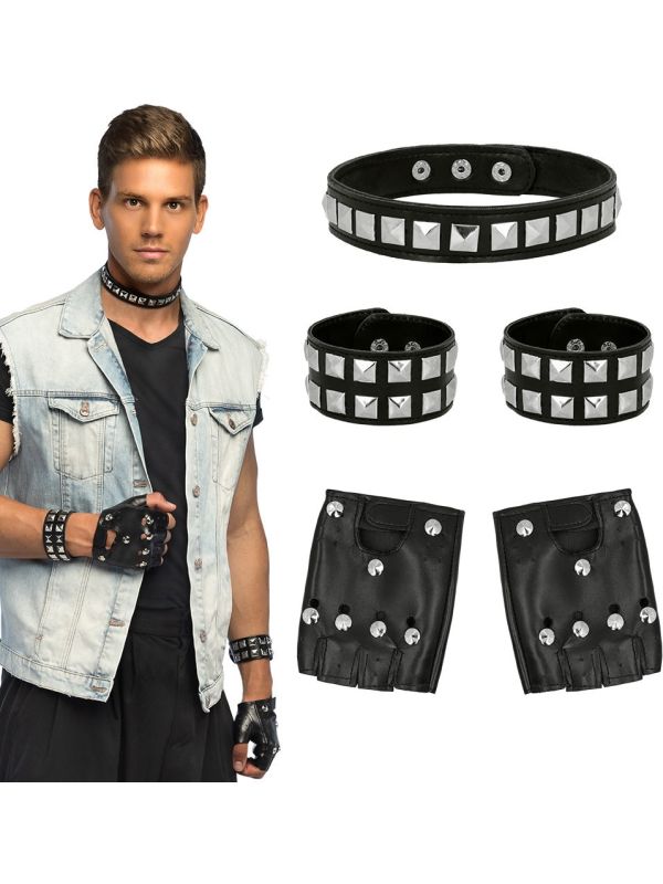 Fifties Punk Accessoireset met Studs Volwassenen