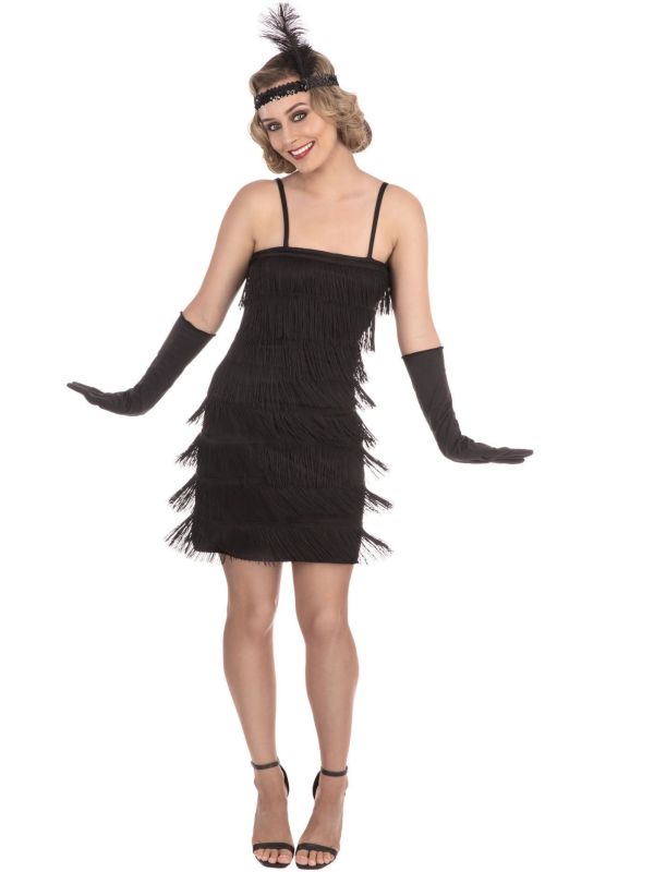 Flapper Jurk Volwassenen Zwart Dames