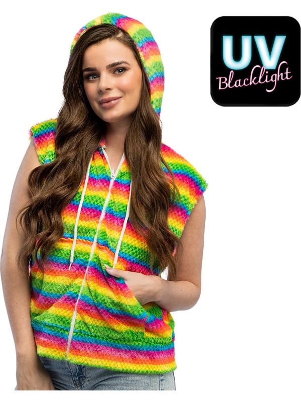 Fluffy Bodywarmer Regenboog Dames Festival