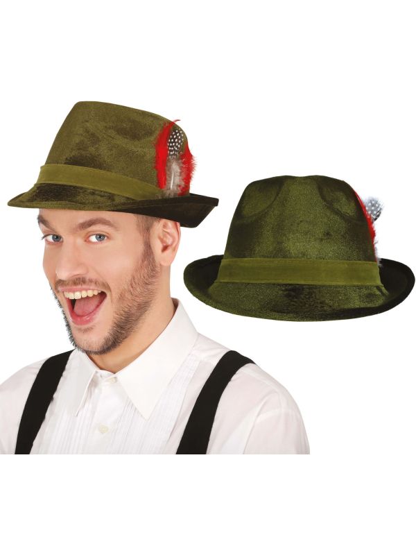 Fluwelen Groene Oktoberfest Hoed