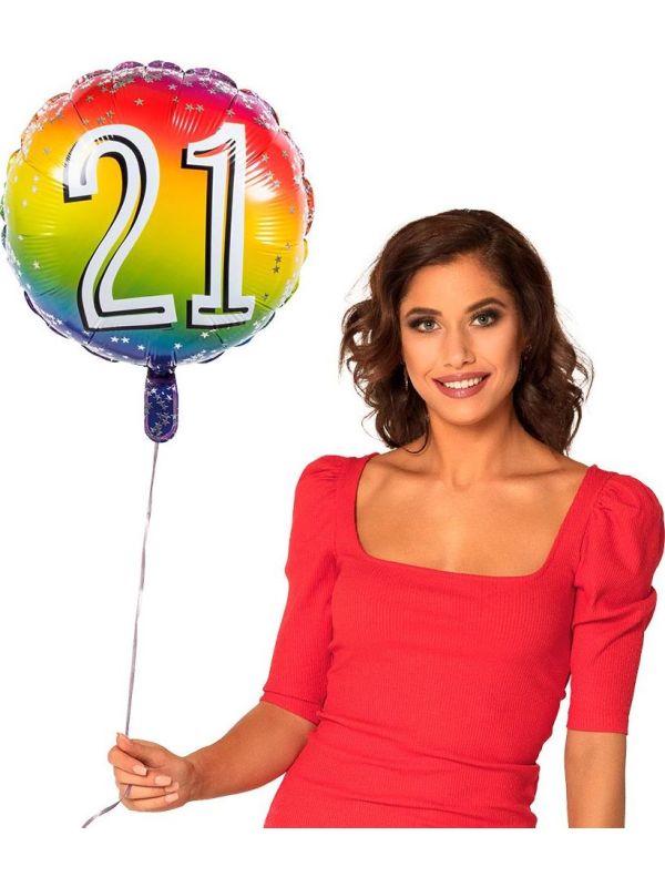 Folieballon 21 Jaar Regenboog