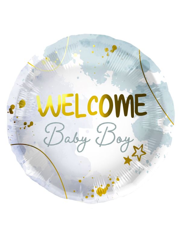 Folieballon Baby Boy Aquarel Blauw