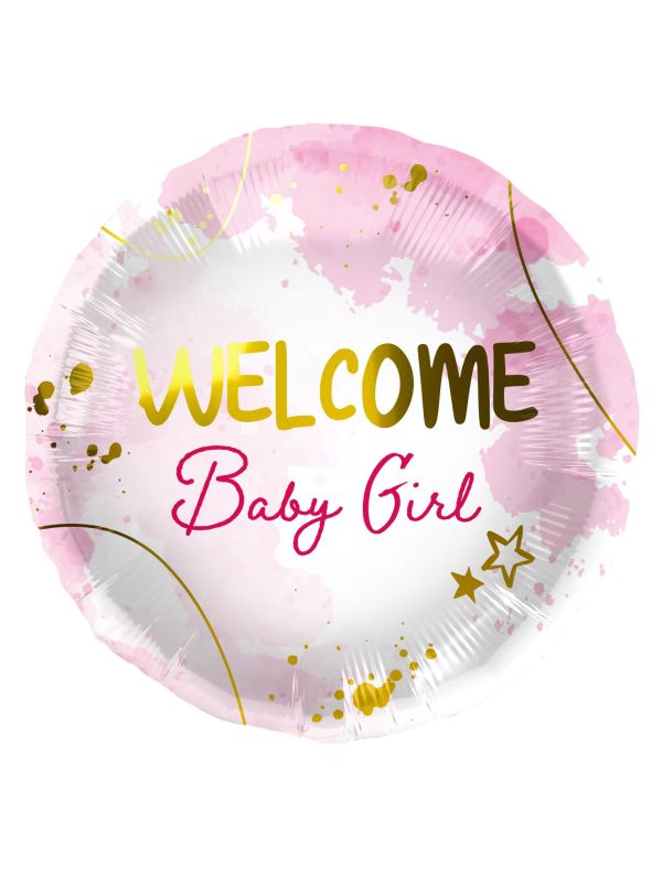 Folieballon Baby Girl Aquarel Roze