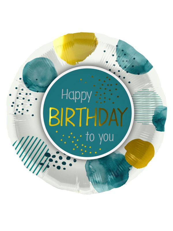 Folieballon Blauw Goud Verjaardag