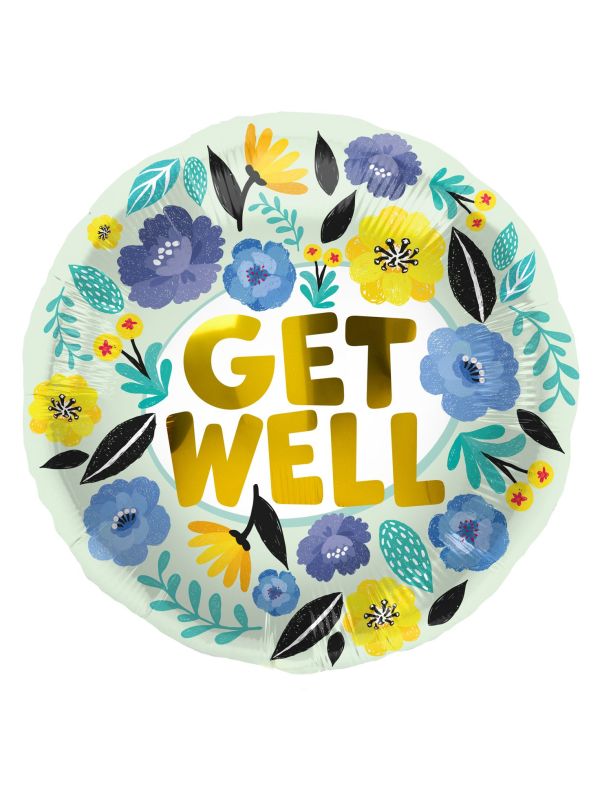 Folieballon Get Well met Bloemen