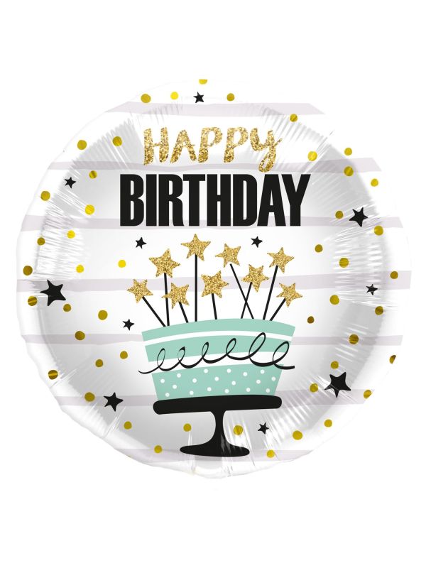 Folieballon Happy Birthday Taart met Sterren