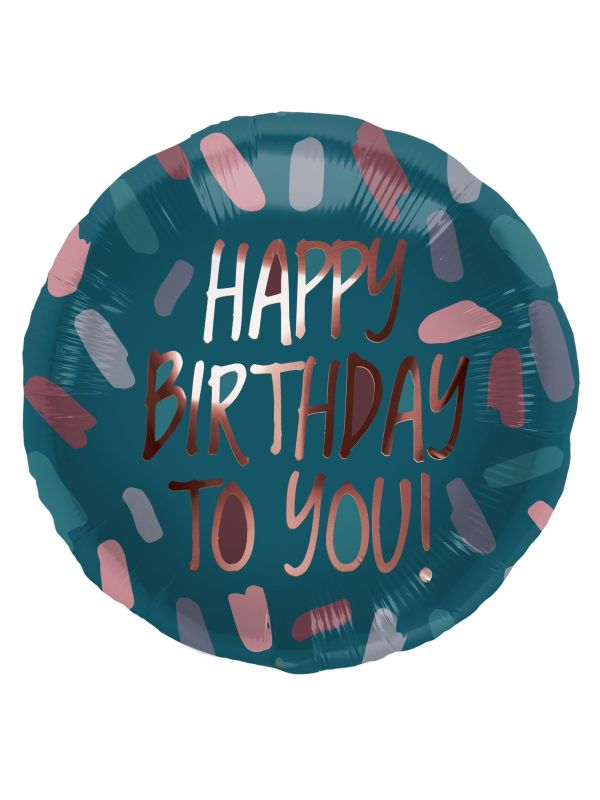 Folieballon Petrol Rosé Goud Birthday
