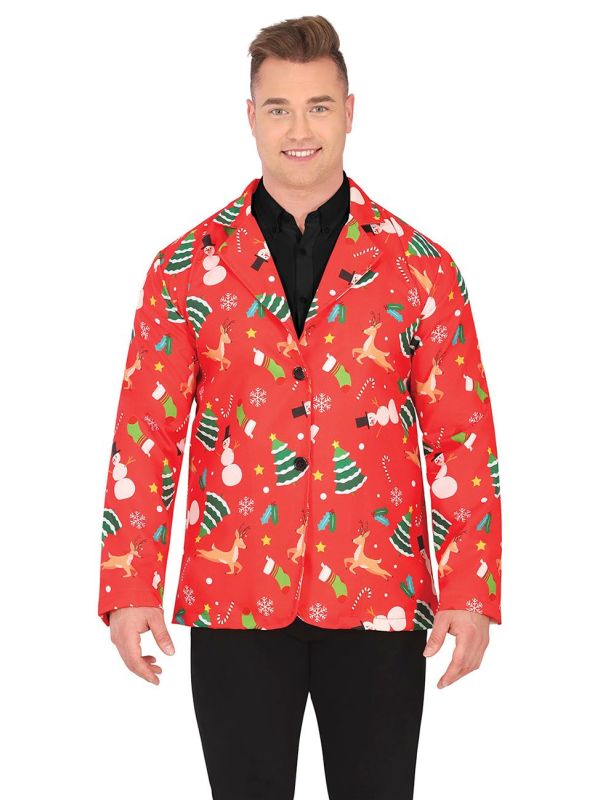 Foute Kerst Blazer Heren Rood