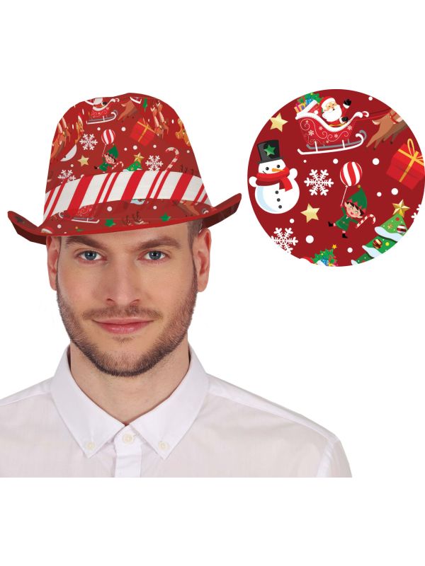 Foute Kerst Fedora Hoed Figuurtjes