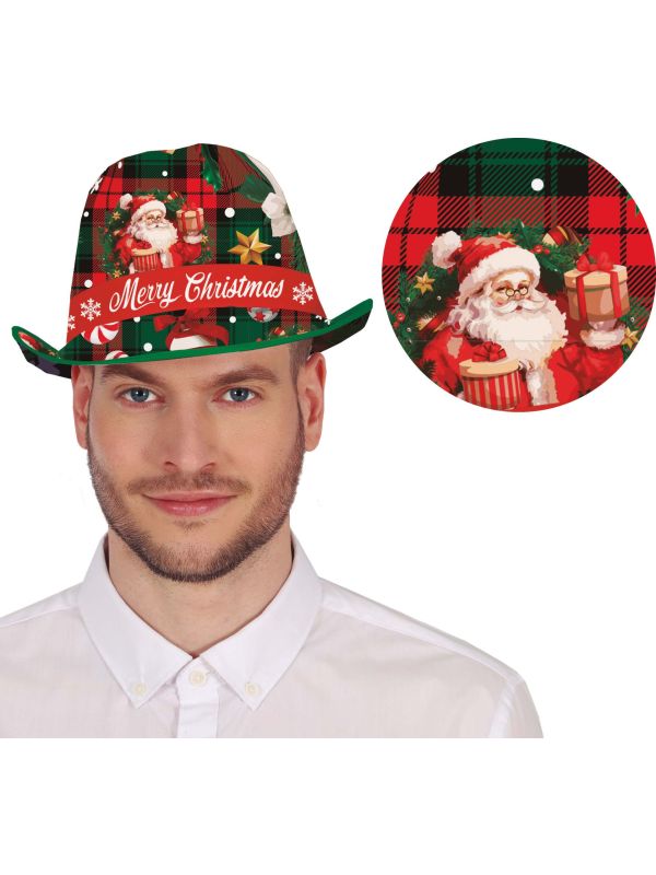 Foute Kerst Fedora Hoed Schotse Ruit