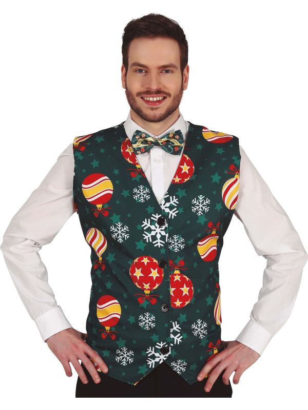 Foute Kerst Gilet Kerstballen Heren