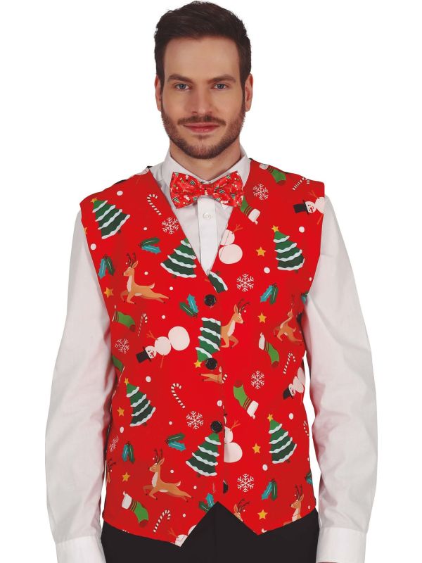 Foute Kerst Gilet Rood Heren