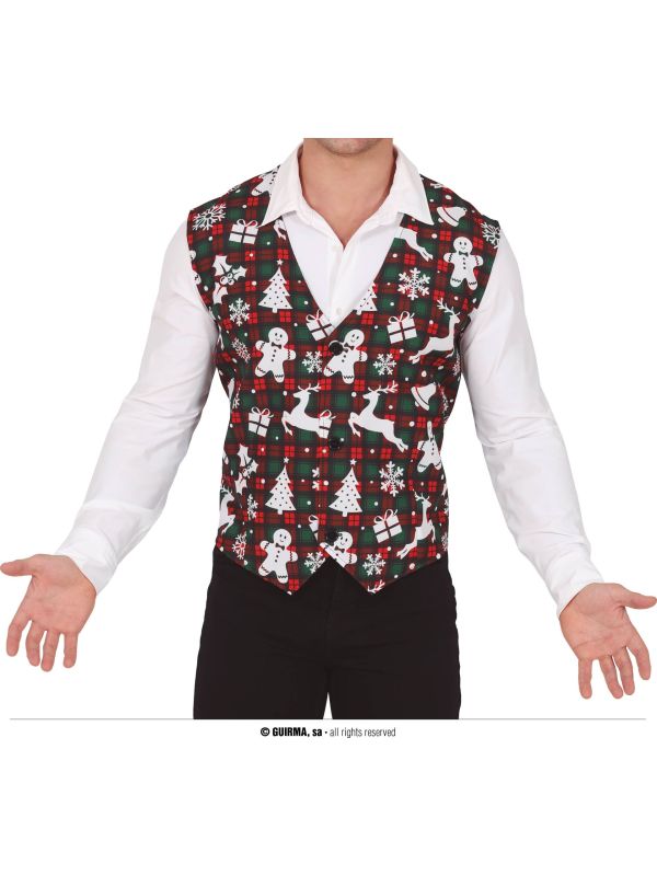 Foute Kerst Gilet Schotse Ruit Heren