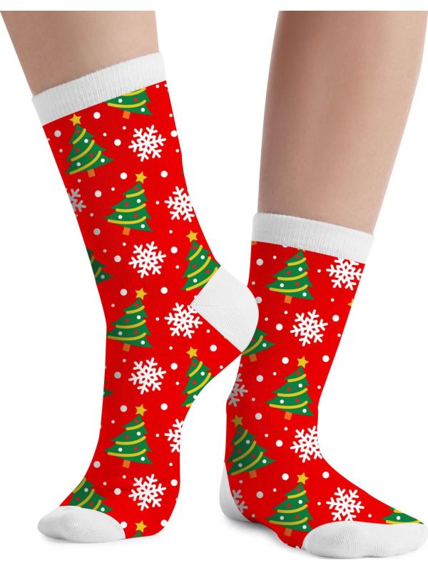 Foute Kerst Sokken Kerstboom Rood