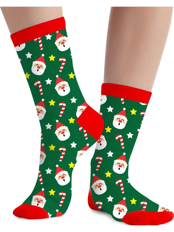 Foute Kerst Sokken Kerstman Groen