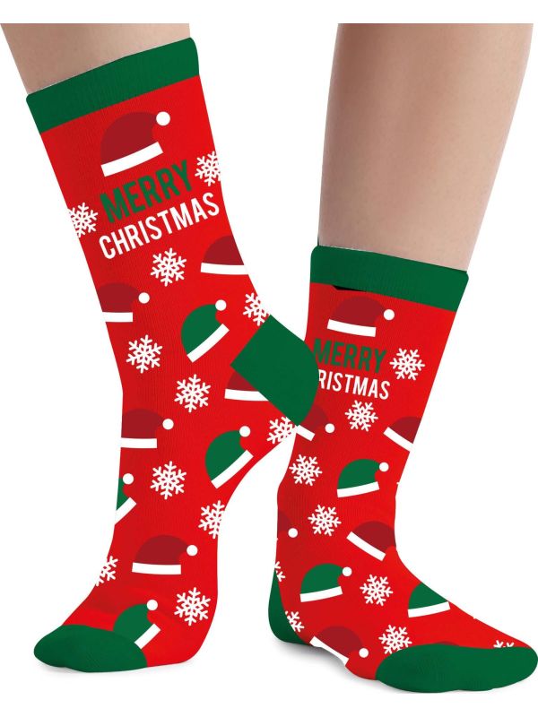 Foute Kerst Sokken Kind Kerstmutsen Rood