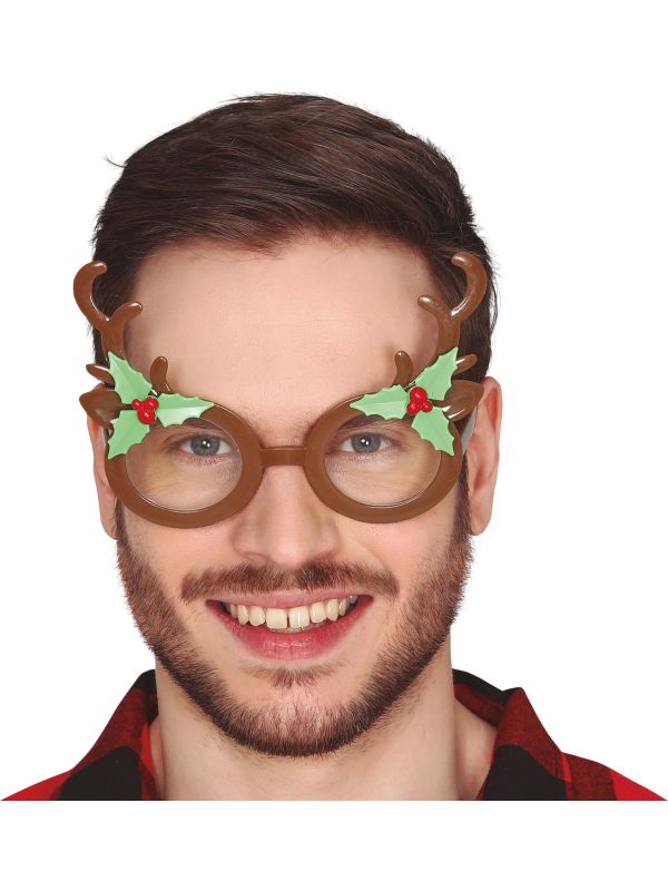 Foute Kerstbril Rendier Gewei Bruin
