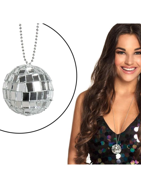 Foute Party Zilveren Discobal Ketting