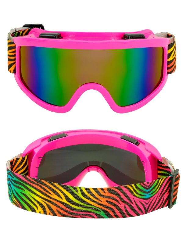 Foute Skibril Roze met Tijger Band